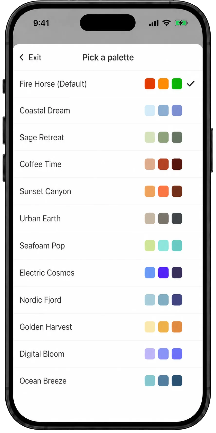 Bloom Tracker palette choices